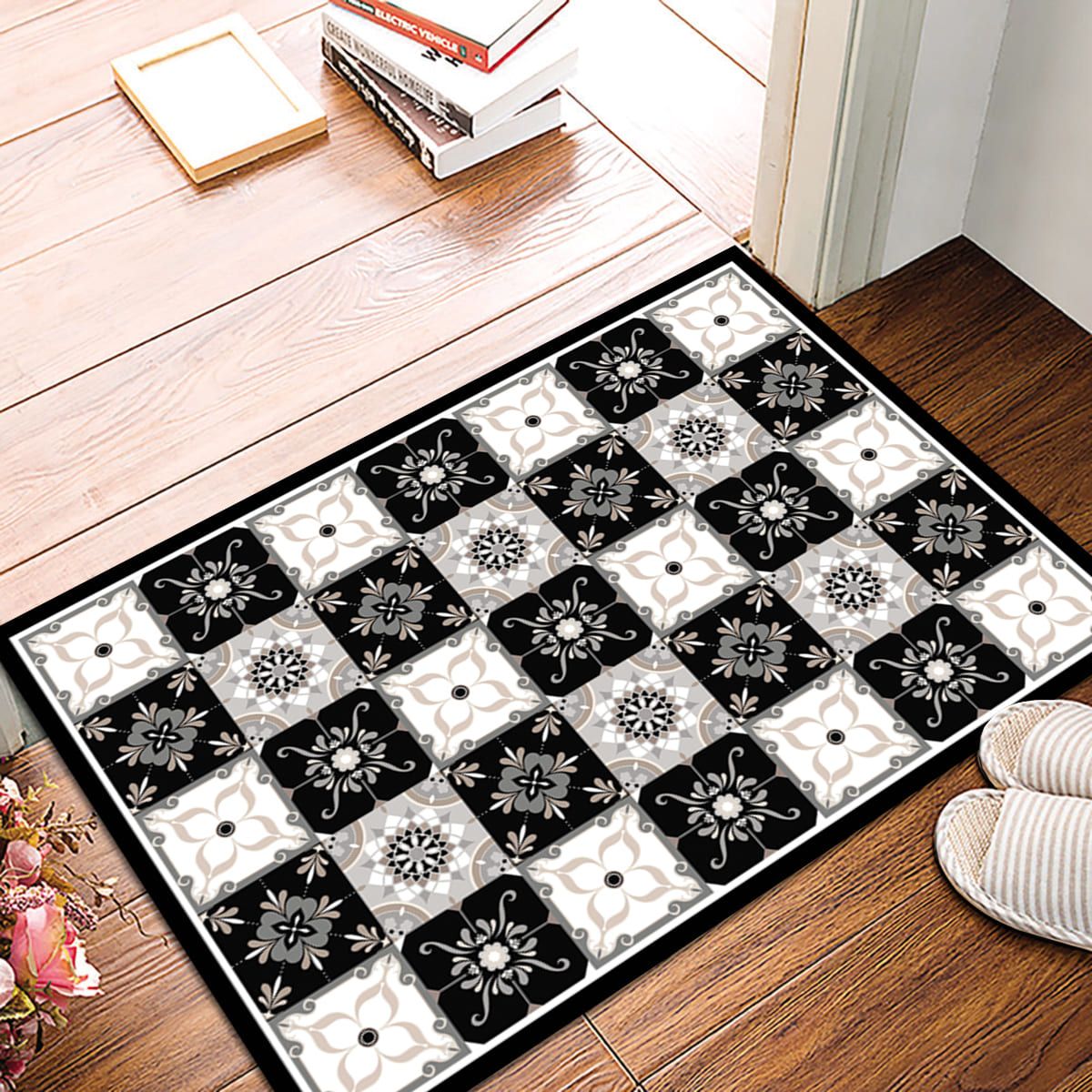 ALFOMBRA VINÍLICA BALDOSA CLÁSICA GRIS 70X100CM - 3