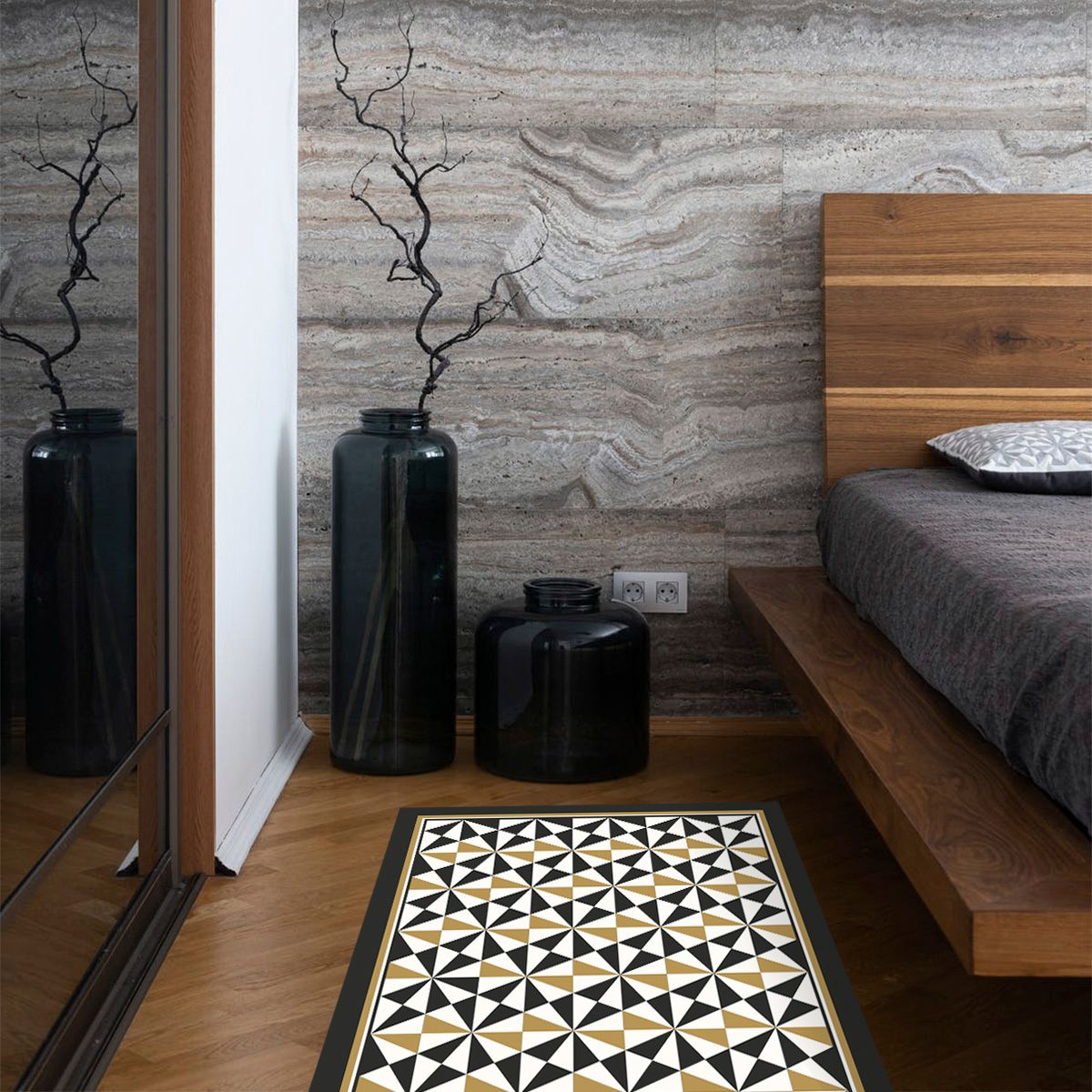 ALFOMBRA VINÍLICA PIRÁMIDE BLACK GOLD 140X180 CM - 4