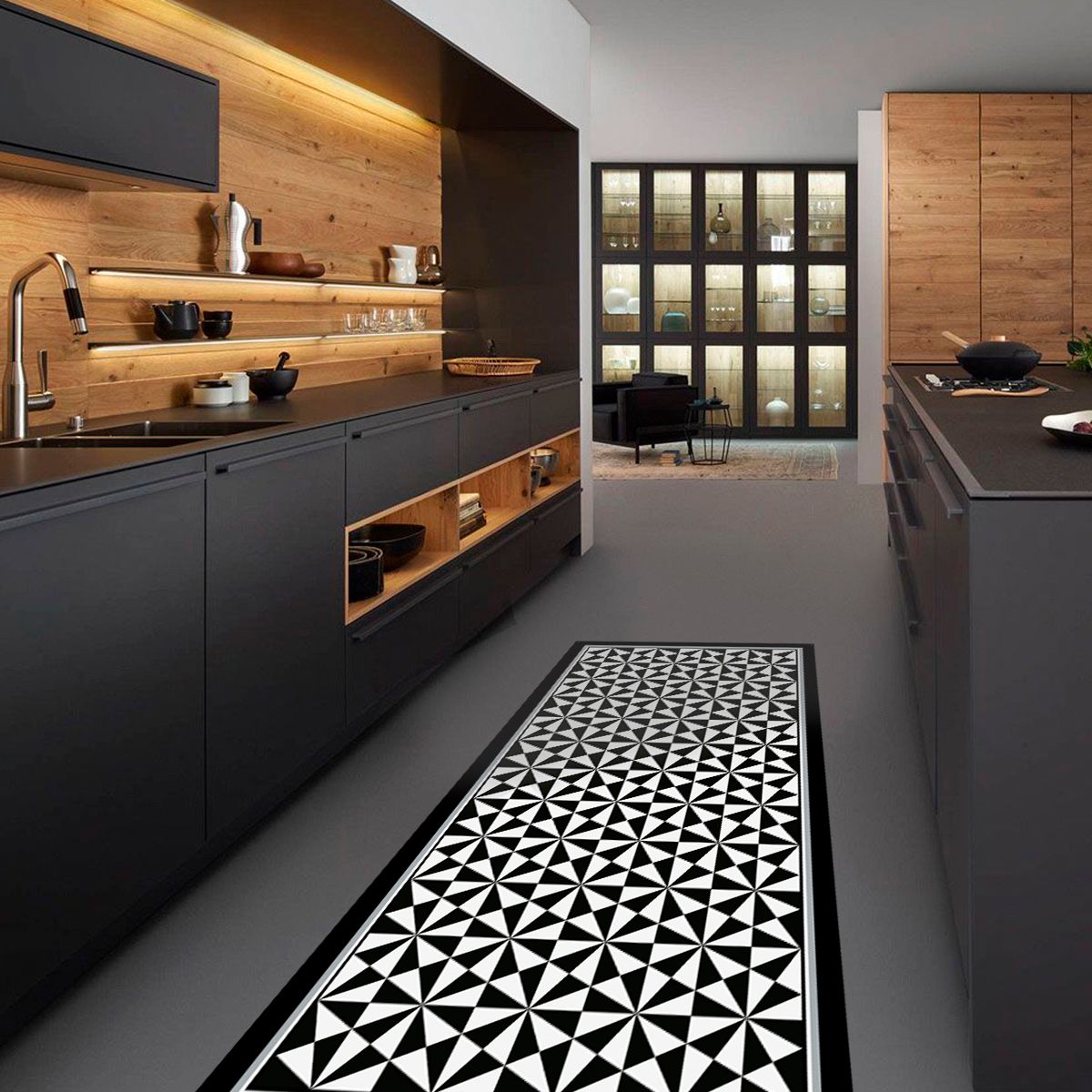 ALFOMBRA VINÍLICA LIVING  PIRÁMIDE BLACK 70X100 CM - 6