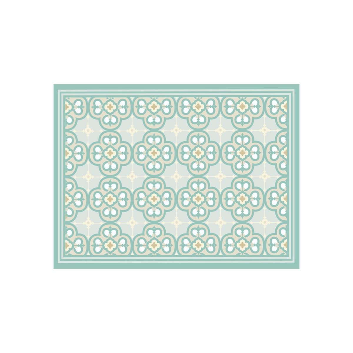 ALFOMBRA VINÍLICA FLOR ÁRABE TURQUESA 70X100 CM - 1