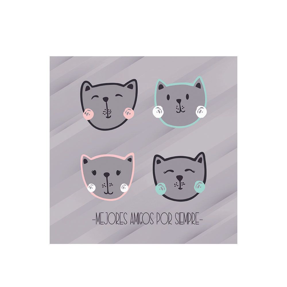 ALFOMBRA VINÍLICA PET GATITOS ANTIDESLIZANTE 70X70 CM - 1