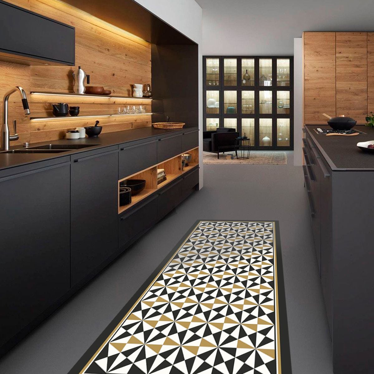 ALFOMBRA VINÍLICA LIVING PIRÁMIDE BLACK GOLD 50X70 CM - 5
