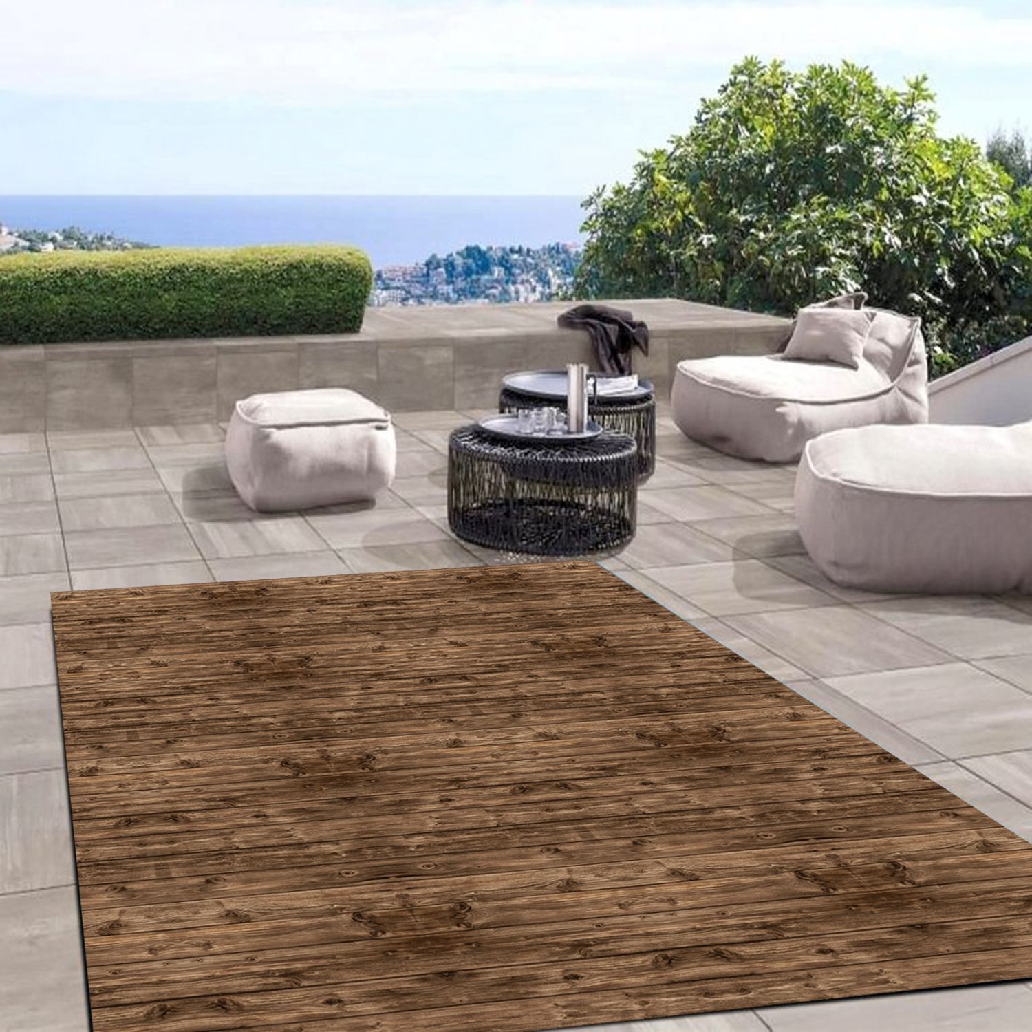 ALFOMBRA VINÍLICA MADERA RÚSTICA NOGAL 50X70 CM - 3