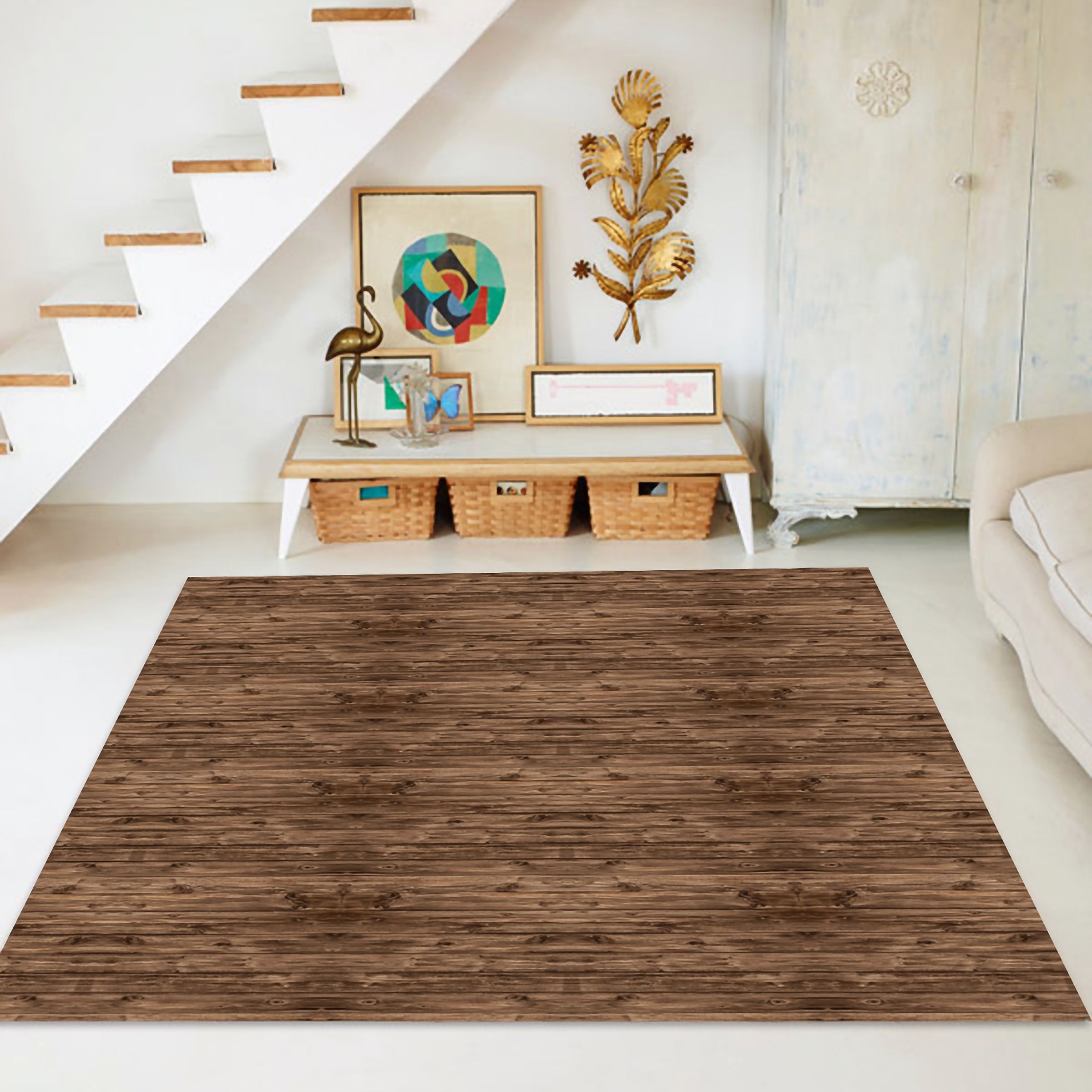 ALFOMBRA VINÍLICA MADERA RÚSTICA NOGAL 50X70 CM - 6