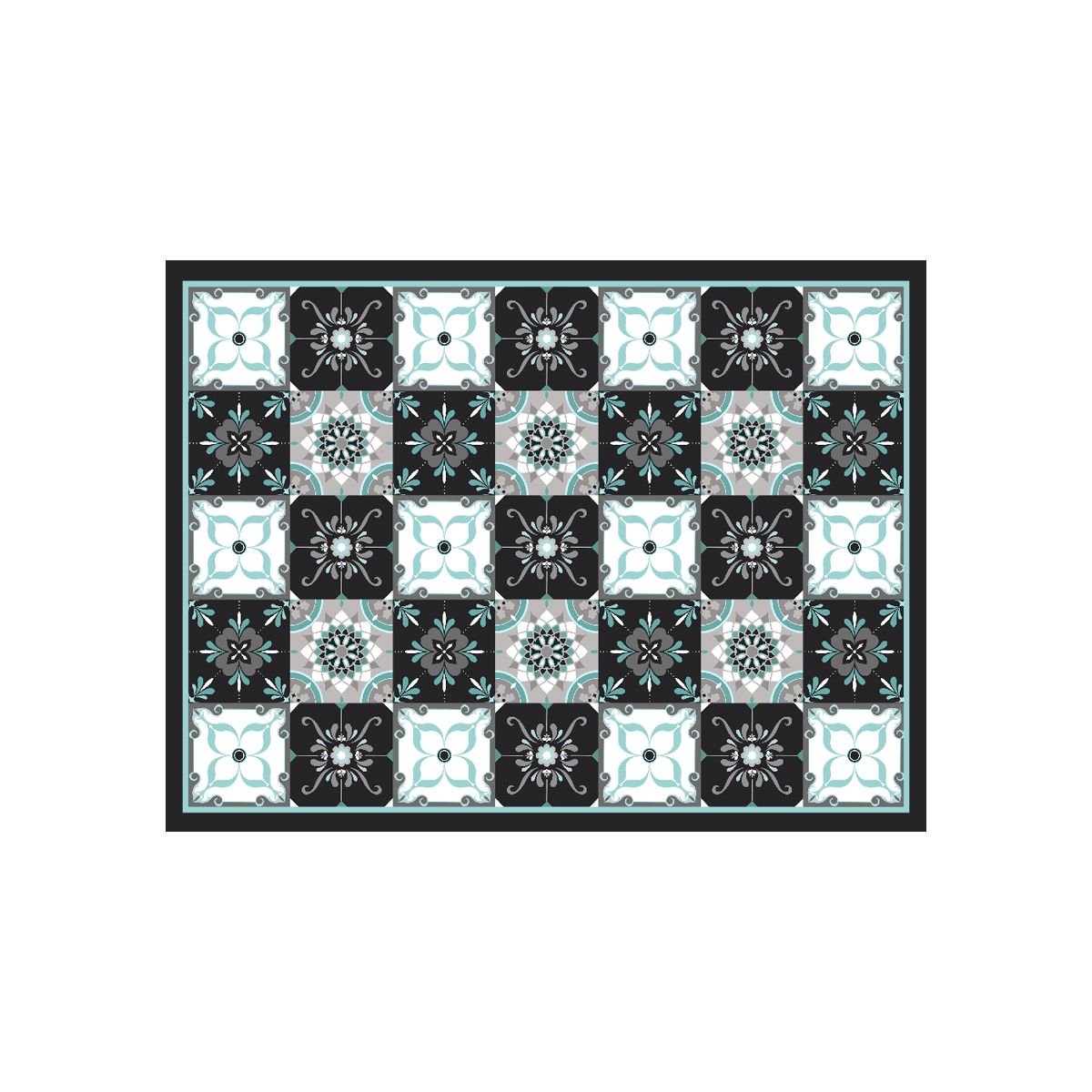 ALFOMBRA VINÍLICA BALDOSA CLÁSICA AZUL 70X100 CM - 1