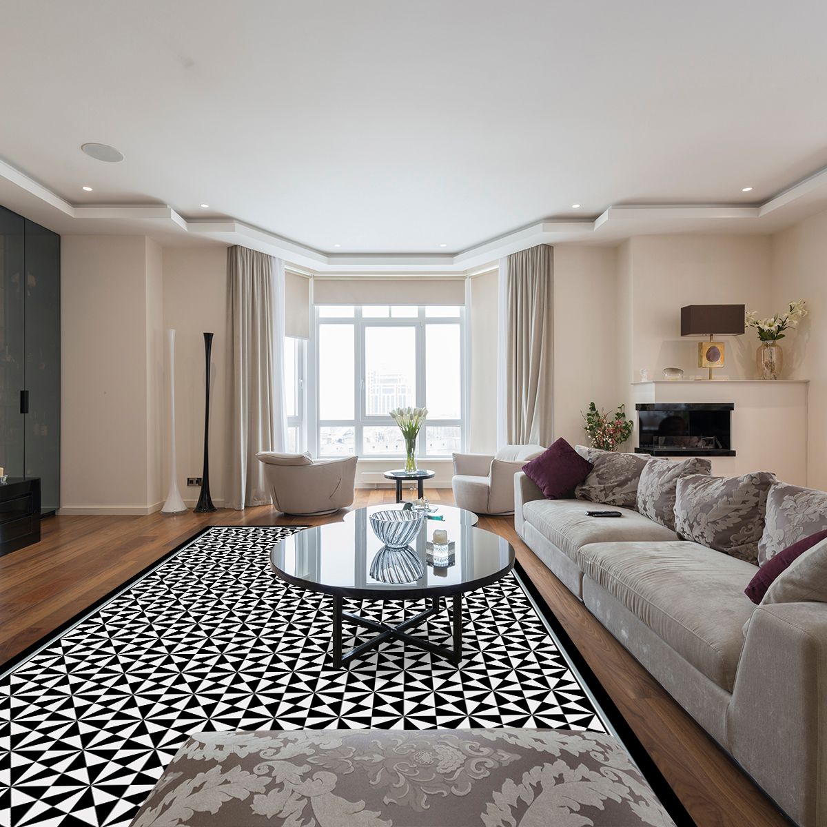 ALFOMBRA VINÍLICA LIVING  PIRÁMIDE BLACK 50X70 CM - 2
