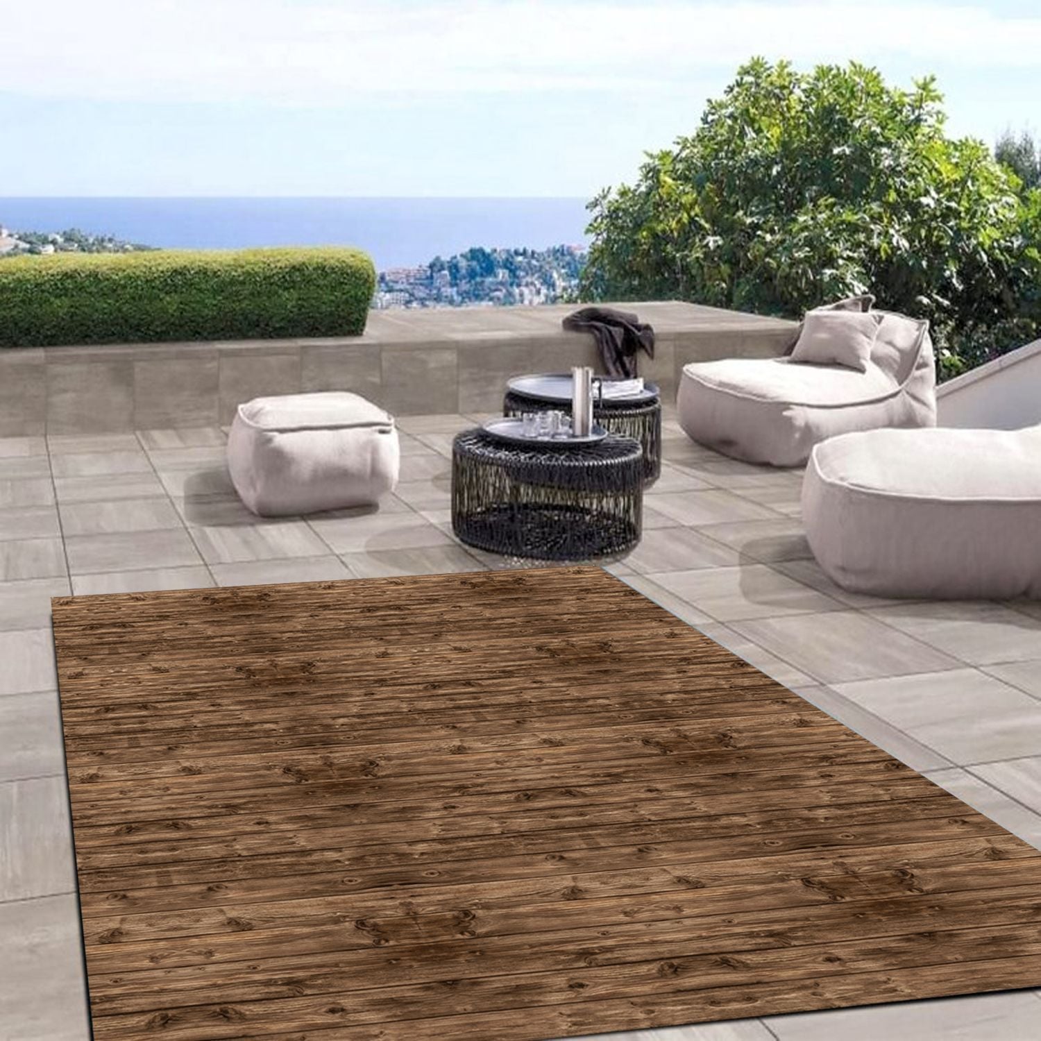 ALFOMBRA VINÍLICA MADERA RÚSTICA NOGAL 140X220 CM - 3