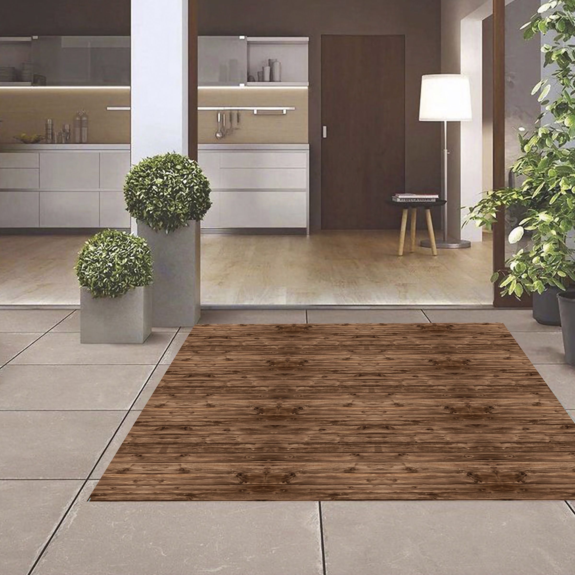 ALFOMBRA VINÍLICA MADERA RÚSTICA NOGAL 140X220 CM - 4