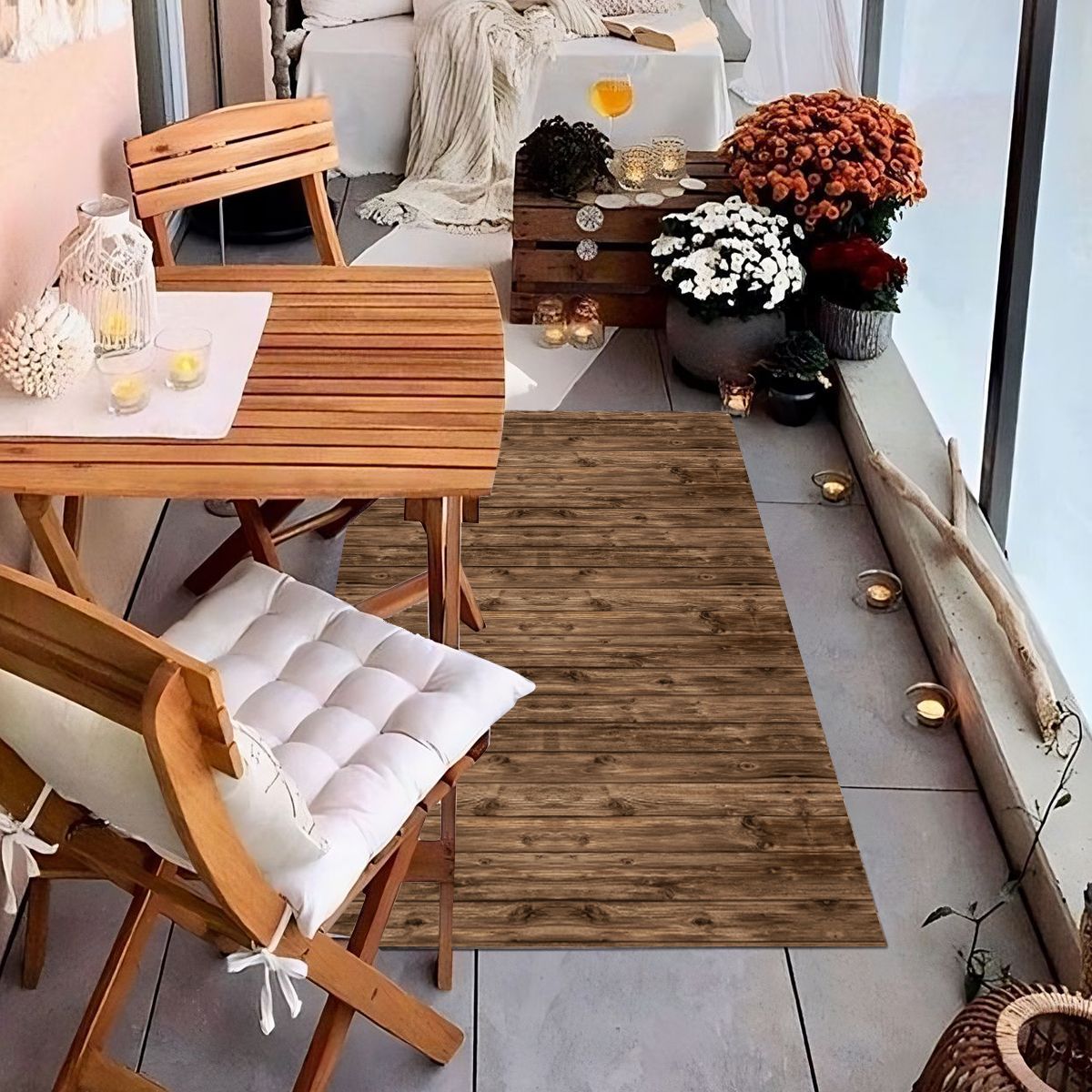 ALFOMBRA VINÍLICA MADERA RÚSTICA NOGAL 140X220 CM - 9