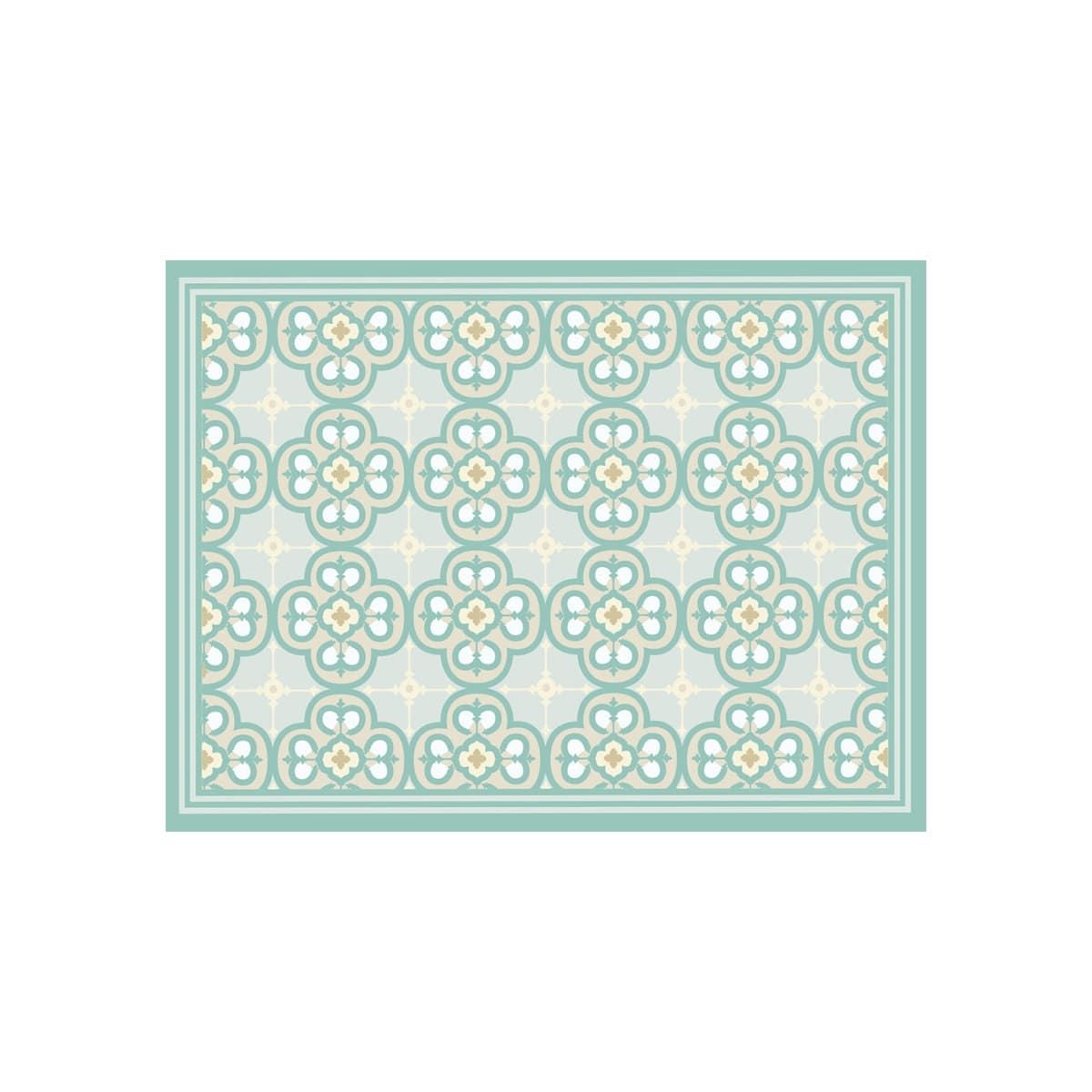 ALFOMBRA VINÍLICA LIVING  FLOR ÁRABE TURQUESA 50X70 CM - 1