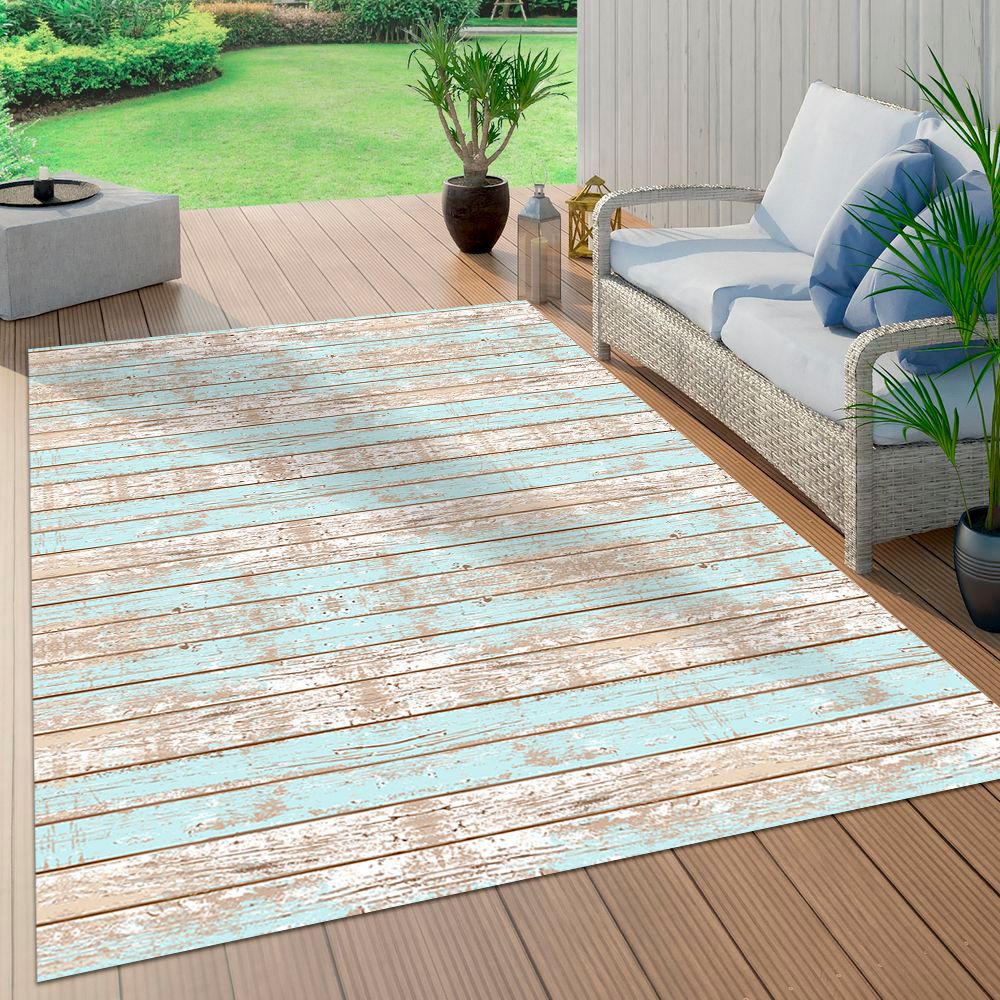 ALFOMBRA VINÍLICA MADERA VINTAGE AZUL 70X100 CM - 8