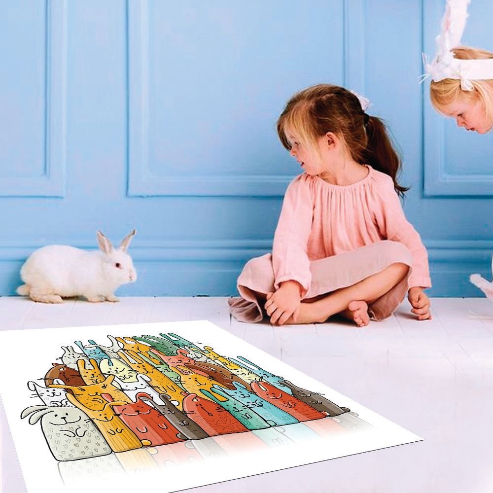 ALFOMBRA VINÍLICA PET RABBIT FAMILY  70X70 CM - 2