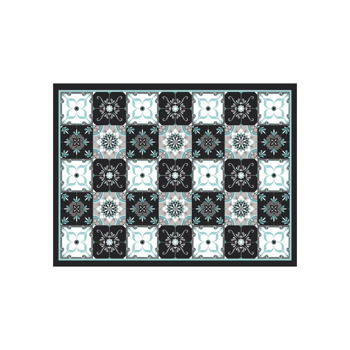 ALFOMBRA VINÍLICA BALDOSA CLÁSICA AZUL 140X160 CM - 1