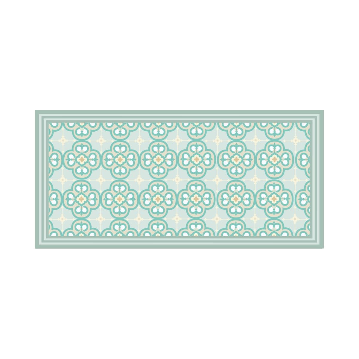 ALFOMBRA VINÍLICA  FLOR ÁRABE TURQUESA 140X220 CM - 9