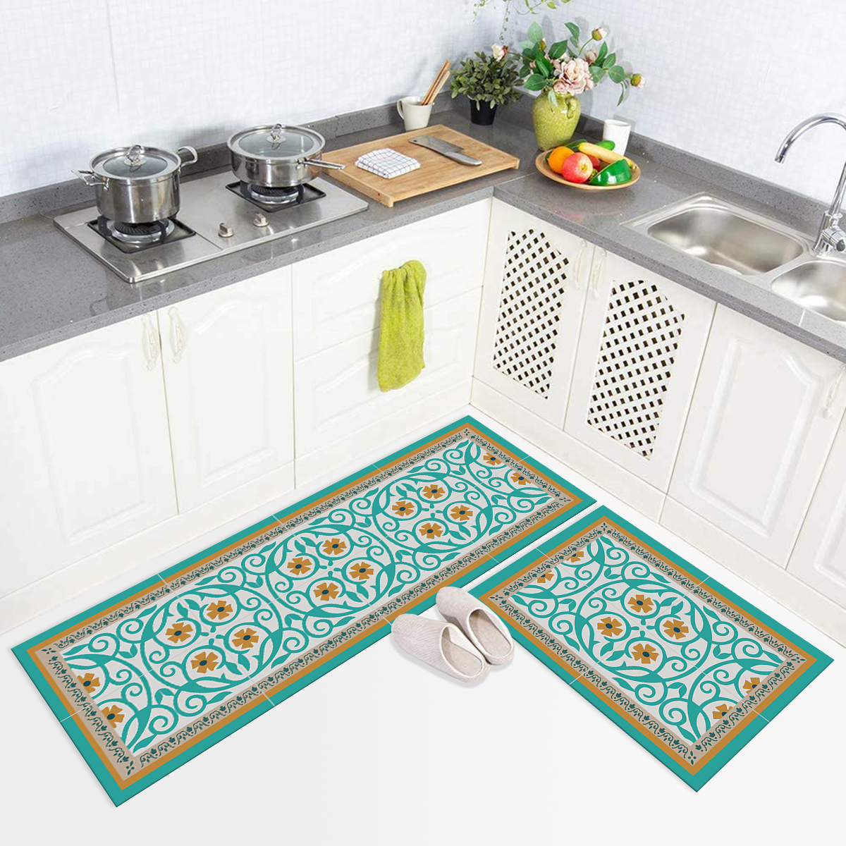 SET 2 ALFOMBRAS DE COCINA FLOR DE ESPARTA - 1