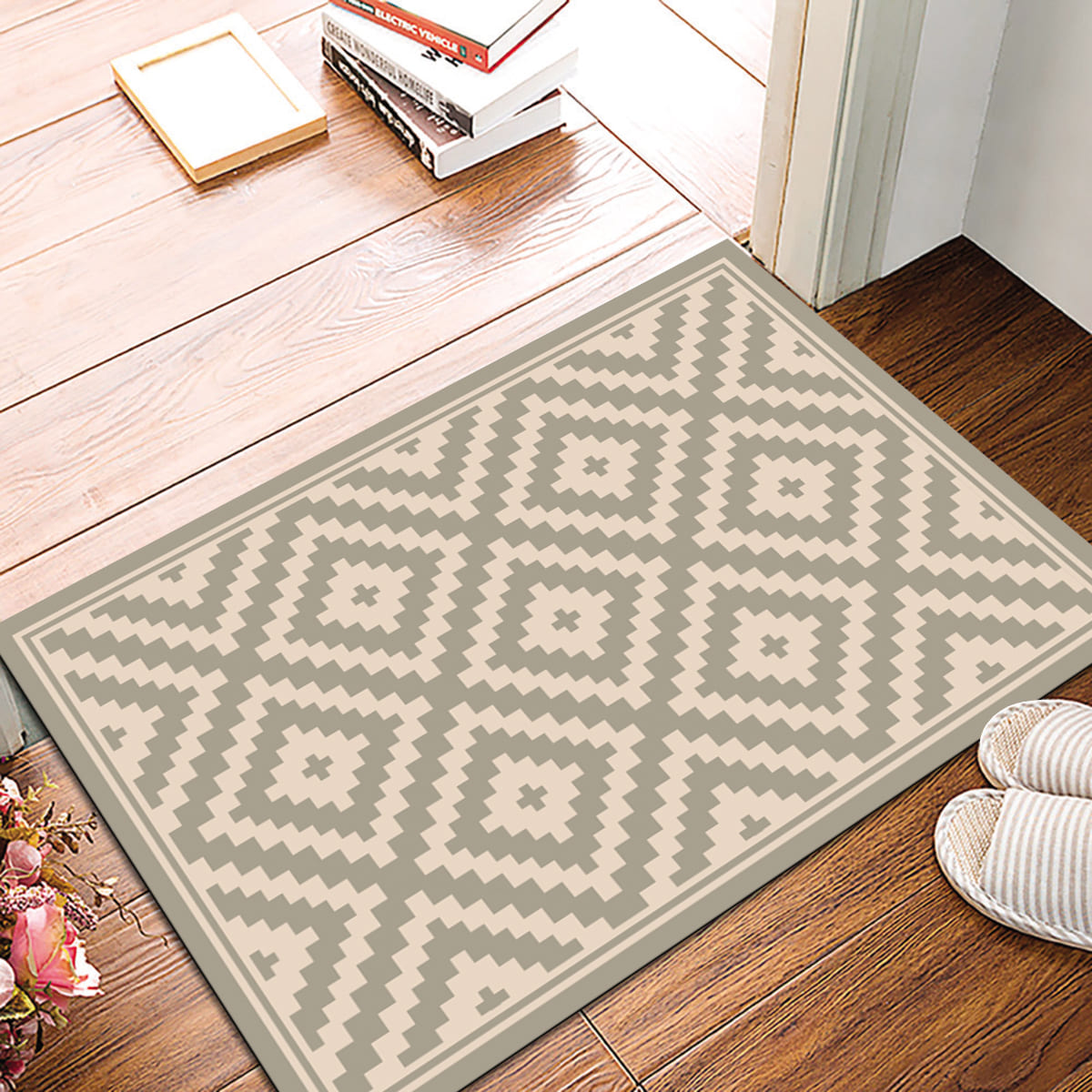 ALFOMBRA VINÍLICA ROMBO CENIZA 70X140 CM - 5