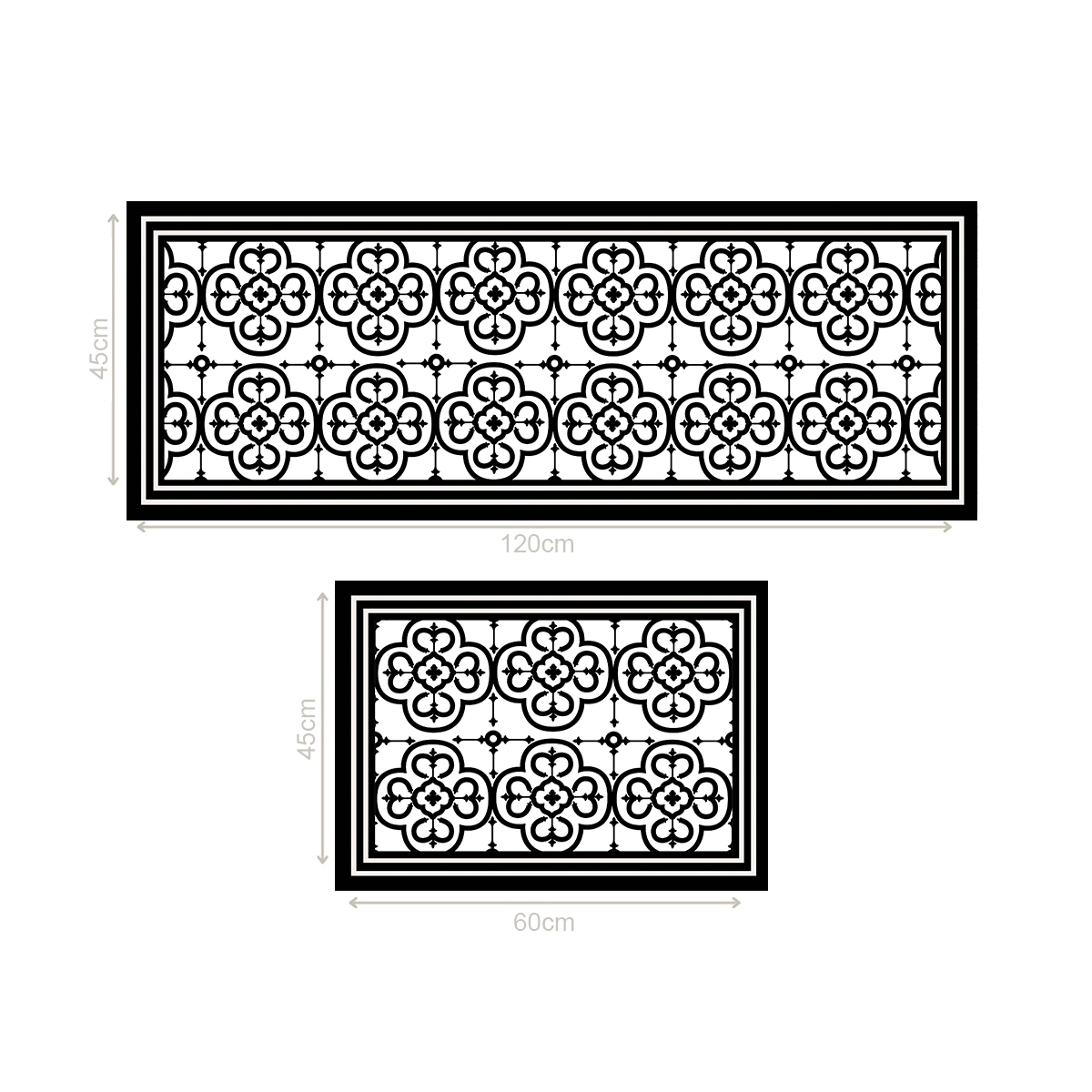 SET 2 ALFOMBRAS DE COCINA FLOR ARABE BLACK - 3