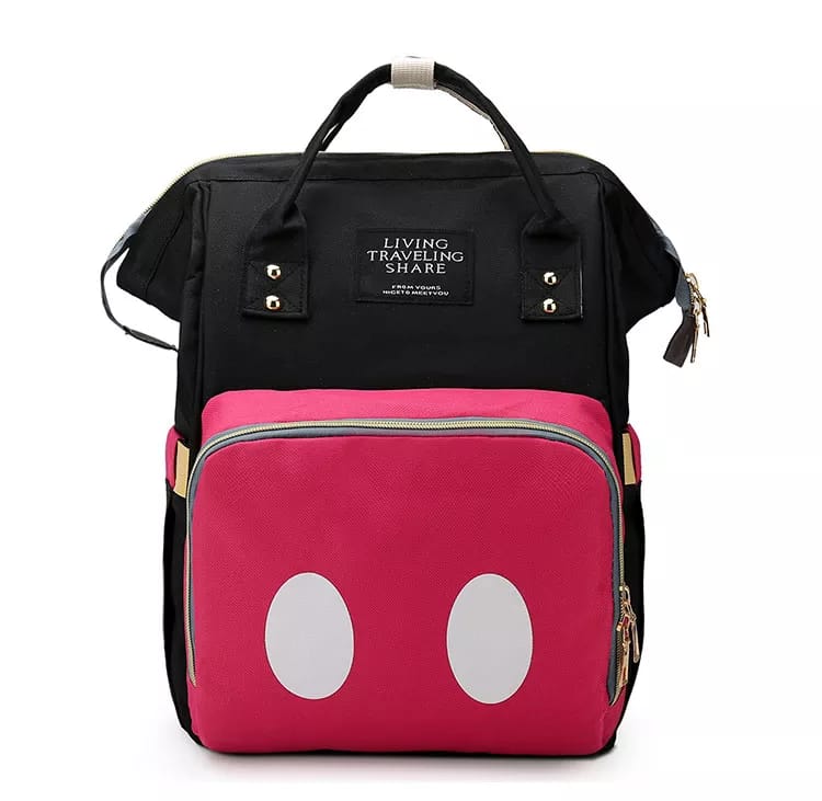 MOCHILA PAÑALERA PREMIUM NEGRO FUCSIA - 1