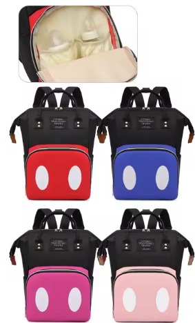 MOCHILA PAÑALERA PREMIUM NEGRO ROSADO - 7