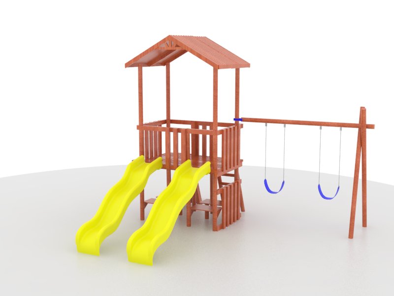 JUEGOS MODULAR MADERA 2 TOBOGANES - 1