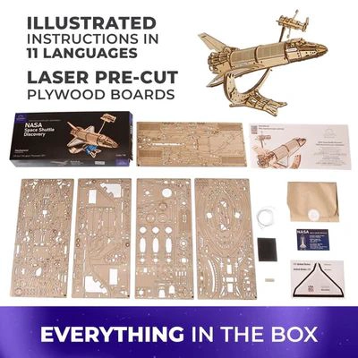 UGEARS TRANSBORDADOR ESPACIAL DISCOVERY DE LA NASA - PUZZLE 3D DE TENSEGRIDAD - 5