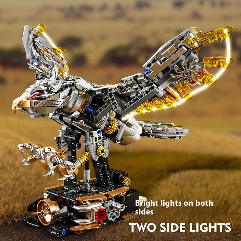 AGUILA MECANICA CREATIVA - BLOQUES DE CONSTRUCCION CON LUZ Y SOPORTE (13084) - 3