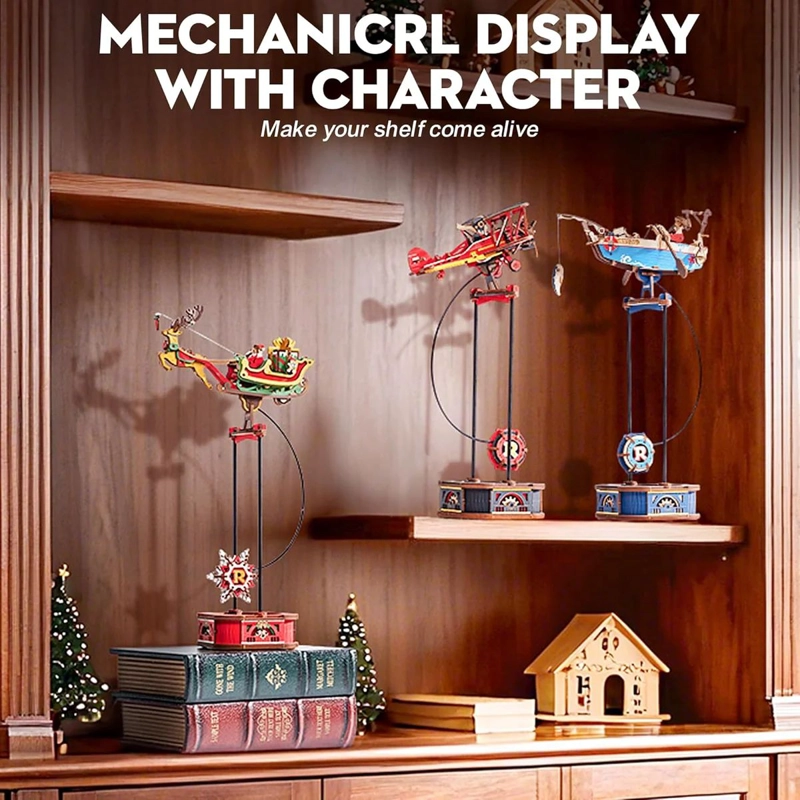 PAPA NOEL EN TRINEO - MAQUETA DE MADERA CON MOVIMIENTO (GRAVITY SWING) ROKR PUZZLE 3D MCD05 - 3