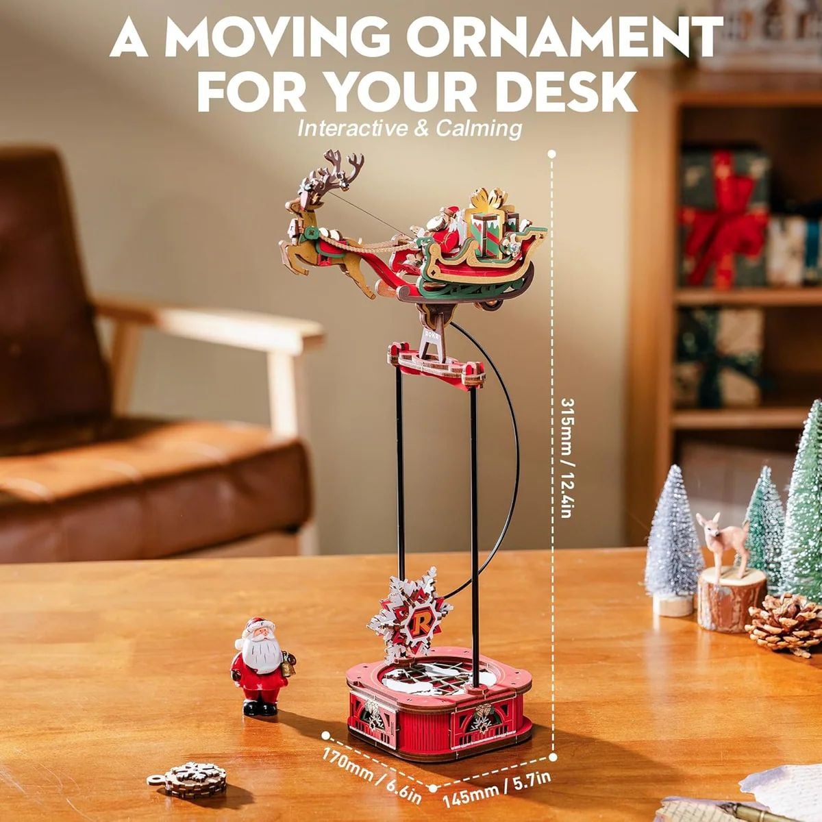 PAPA NOEL EN TRINEO - MAQUETA DE MADERA CON MOVIMIENTO (GRAVITY SWING) ROKR PUZZLE 3D MCD05 - 5