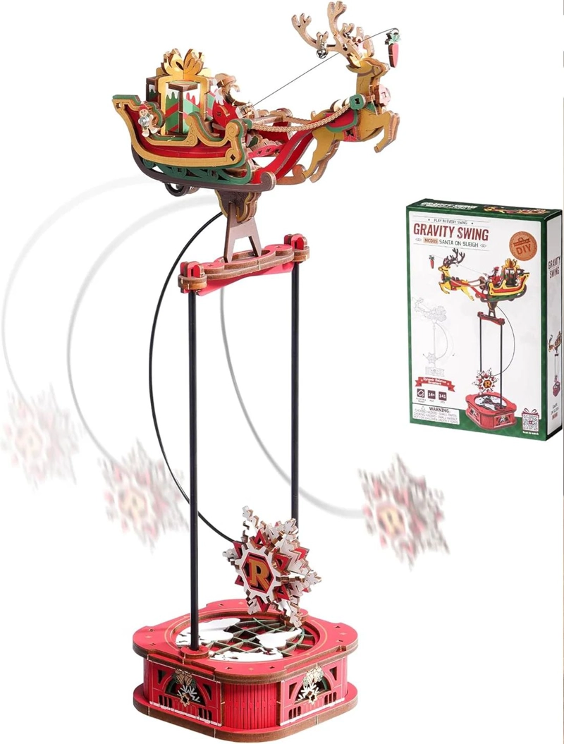 PAPA NOEL EN TRINEO - MAQUETA DE MADERA CON MOVIMIENTO (GRAVITY SWING) ROKR PUZZLE 3D MCD05 - 6