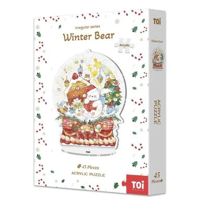 ROMPECABEZAS ACRILICO TOI: OSO DE INVIERNO (WINTER BEAR) - PIEZA DECORATIVA NAVIDEÑA - 1