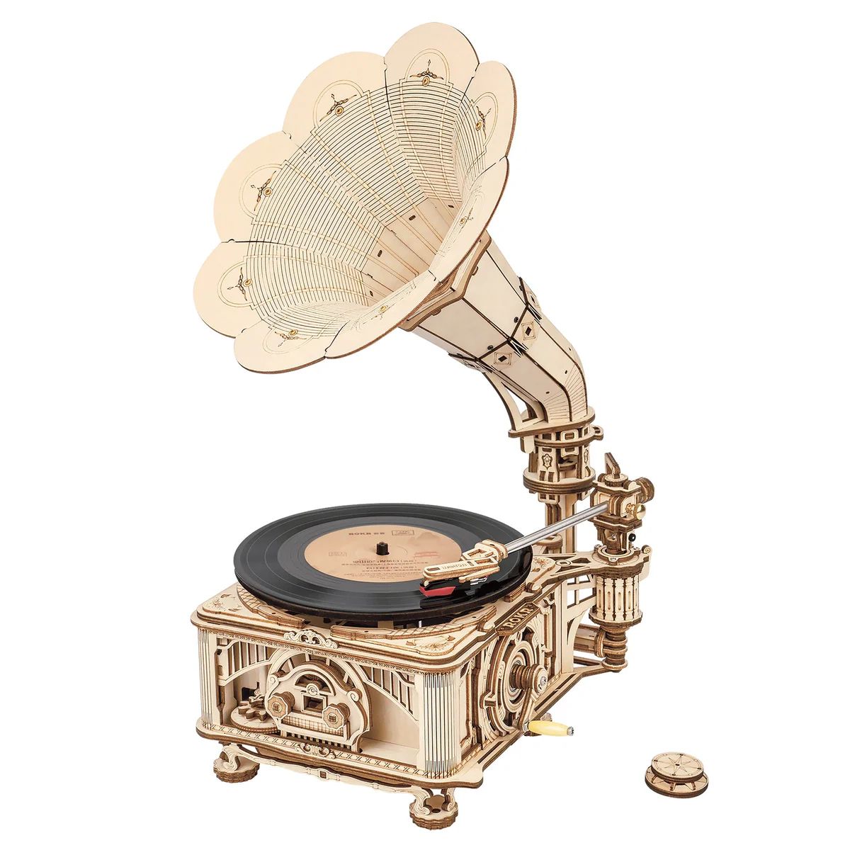 PUZZLE 3D GRAMOFONO CLASICO - MODELO MECANICO FUNCIONAL (ROKR LKB01) - 2