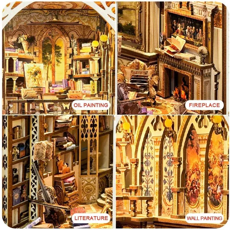 BOOKNOOK SUEÑOS BARROCOS - ELEGANTE SEPARADOR DE LIBROS 3D DIY CON LUZ LED (SQ21) - 1