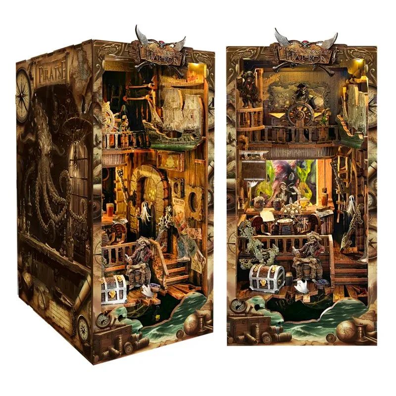 BOOKNOOK BARCO PIRATA DEL NUEVO MUNDO - SEPARADOR DE LIBROS 3D DIY CON LUZ LED (SQ36) - 1