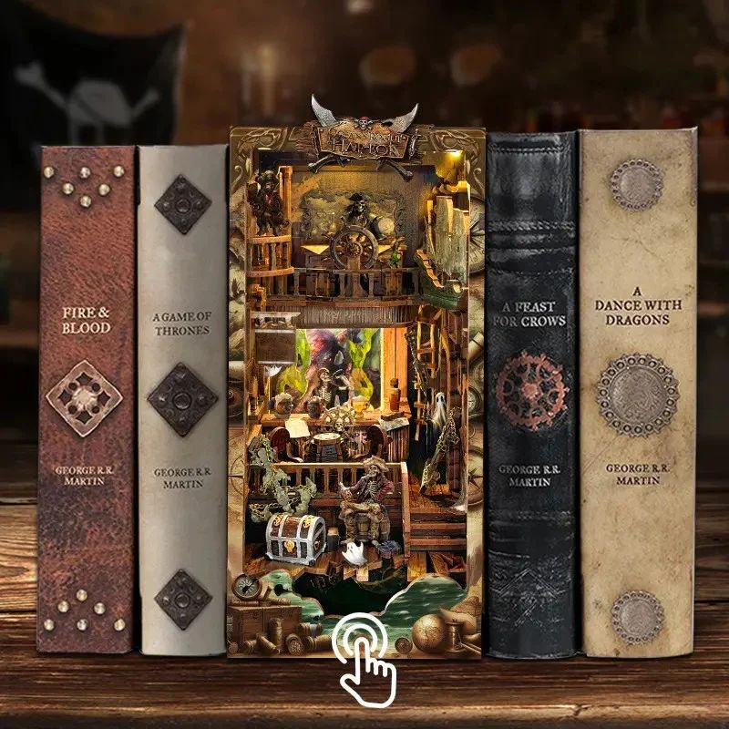 BOOKNOOK BARCO PIRATA DEL NUEVO MUNDO - SEPARADOR DE LIBROS 3D DIY CON LUZ LED (SQ36) - 4