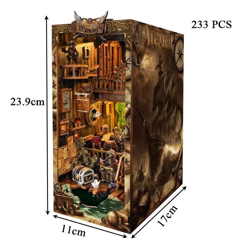 BOOKNOOK BARCO PIRATA DEL NUEVO MUNDO - SEPARADOR DE LIBROS 3D DIY CON LUZ LED (SQ36) - 5