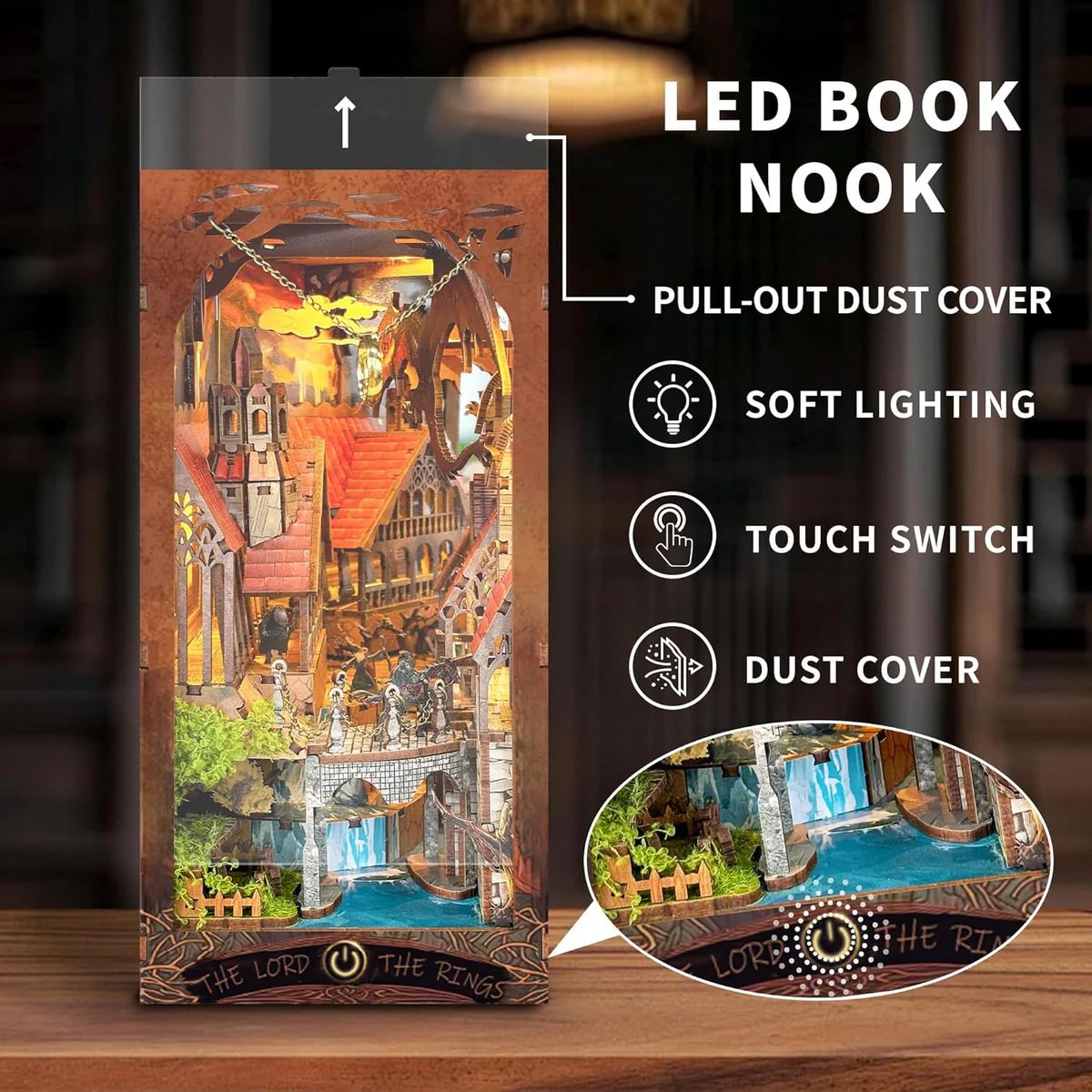 BOOKNOOK VALLE MAGICO DE ANILLOS - SEPARADOR DE LIBROS TEMATICA EL SEÑOR DE LOS ANILLOS (SQ05) - 4