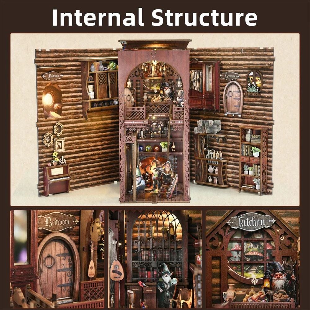 BOOK NOOK CASA DE LOS SIETE ENANITOS - 3D DIY SUJETALIBROS DE CUENTO DE HADAS (HAMAILEON KT01) - 1