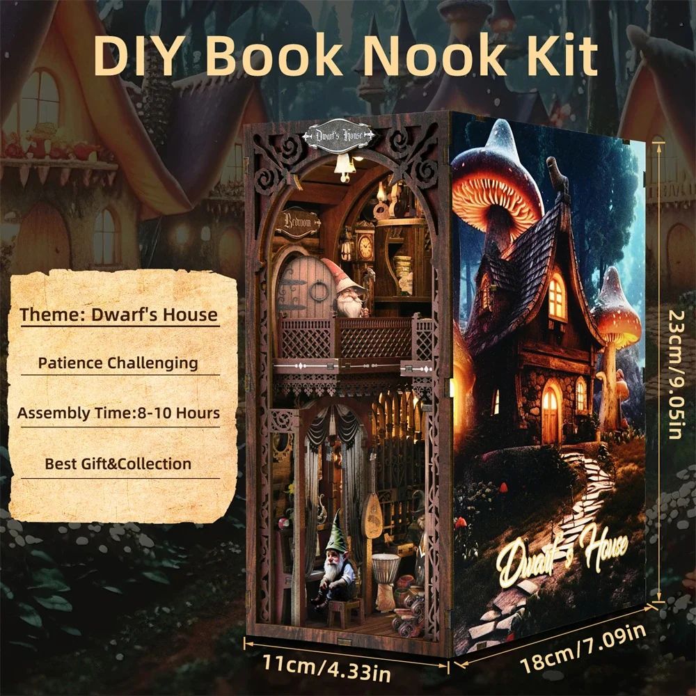 BOOK NOOK CASA DE LOS SIETE ENANITOS - 3D DIY SUJETALIBROS DE CUENTO DE HADAS (HAMAILEON KT01) - 2