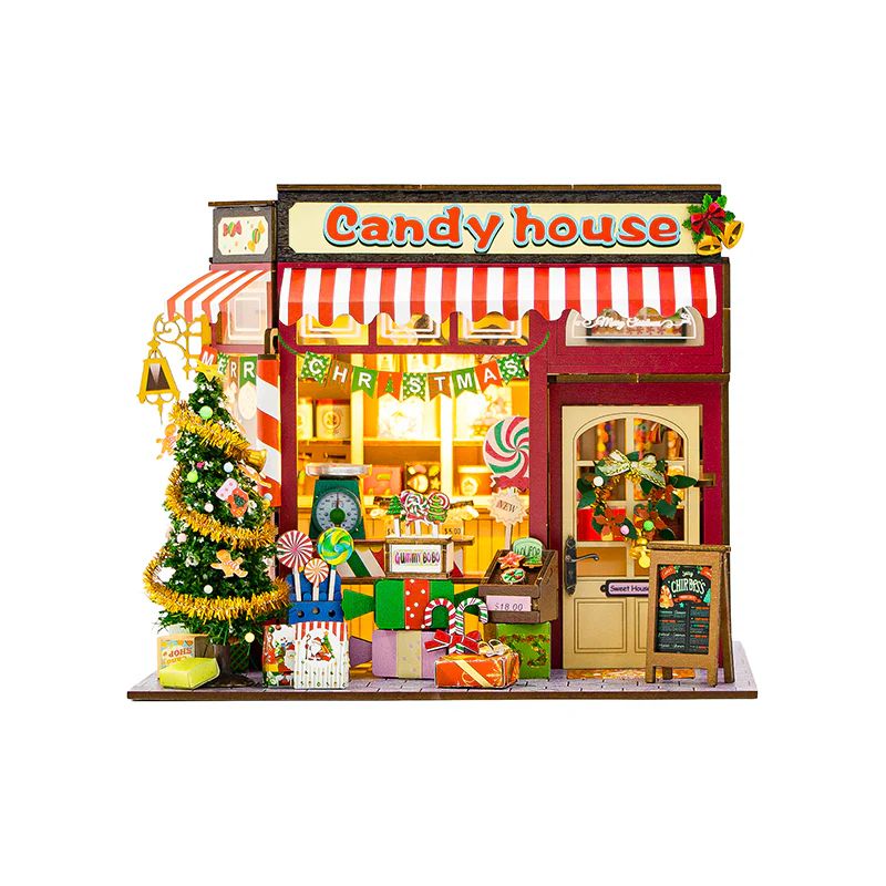 CASA DE DULCES NAVIDEÑA - CANDY HOUSE MINIATURA DIY CON LUZ (HONGDA PC2502) - 3
