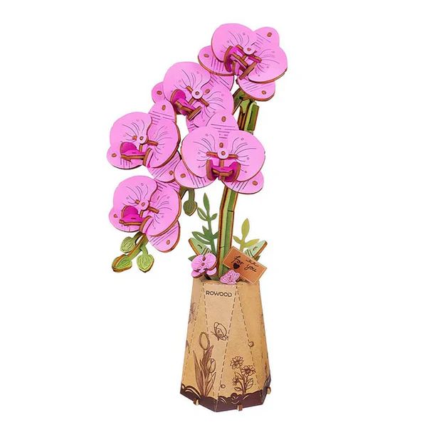 ORQUIDEA PURPURA PHALAENOPSIS - RAMO DE MADERA DIY DE ELEGANCIA ETERNA (ROLIFE) - 3