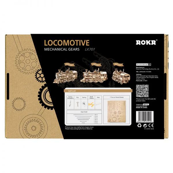 TREN LOCOMOTORA A VAPOR LK701 - MODELO MECANICO A CUERDA (ROKR) - 2