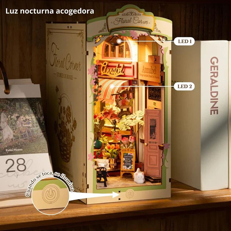 BOOKNOOK 3D 'FLORAL CORNER' - RINCON FLORAL PARA ARMAR CON LUZ TACTIL (ROLIFE) - 6