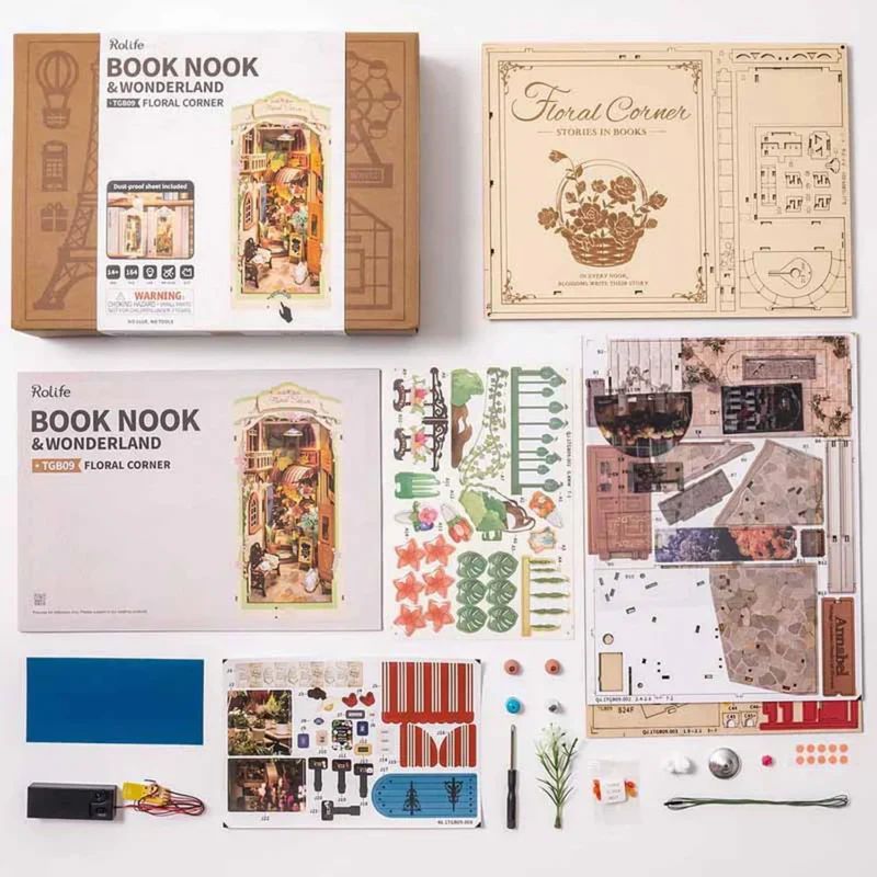 BOOKNOOK 3D 'FLORAL CORNER' - RINCON FLORAL PARA ARMAR CON LUZ TACTIL (ROLIFE) - 7