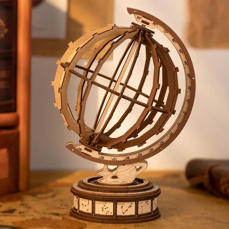 GLOBO TERRAQUEO GIRATORIO - PUZZLE 3D DE MADERA PARA ARMAR (ROBOTIME) - 2