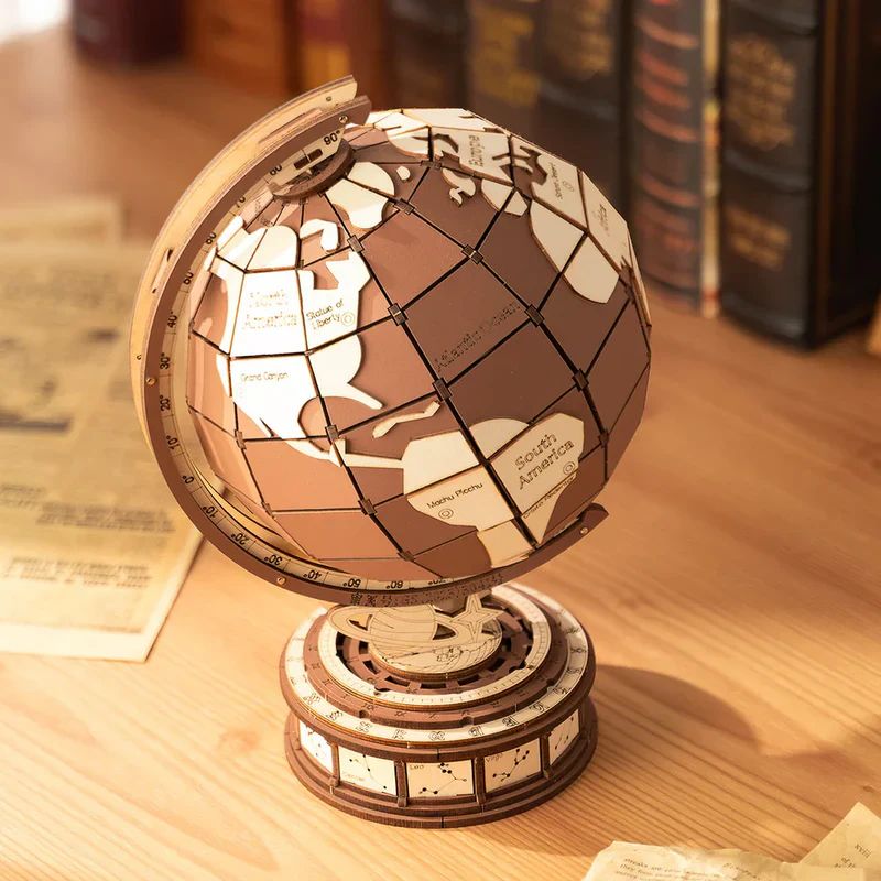 GLOBO TERRAQUEO GIRATORIO - PUZZLE 3D DE MADERA PARA ARMAR (ROBOTIME) - 4