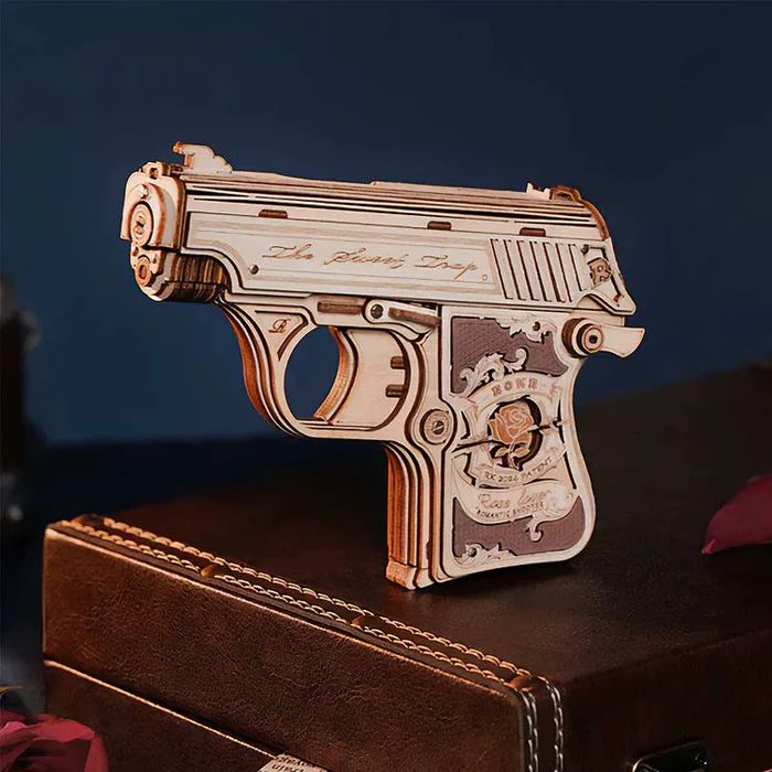 PISTOLA DE MADERA 'MINI GUN' - PUZZLE 3D PARA ARMAR (ROKR) - 1