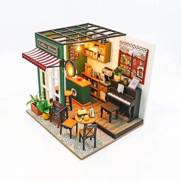 CASITA MINIATURA 'AFTERNOON CAFE ' – KIT DIY CON LUCES LED Y ESTILO ACOGEDOR PC2311 - 1