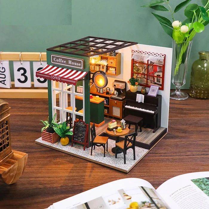 CASITA MINIATURA 'AFTERNOON CAFE ' – KIT DIY CON LUCES LED Y ESTILO ACOGEDOR PC2311 - 2