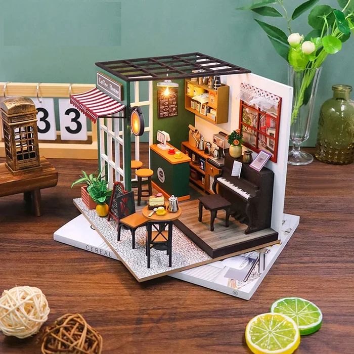 CASITA MINIATURA 'AFTERNOON CAFE ' – KIT DIY CON LUCES LED Y ESTILO ACOGEDOR PC2311 - 3