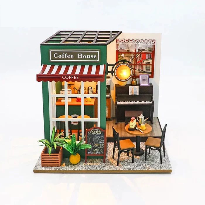 CASITA MINIATURA 'AFTERNOON CAFE ' – KIT DIY CON LUCES LED Y ESTILO ACOGEDOR PC2311 - 5